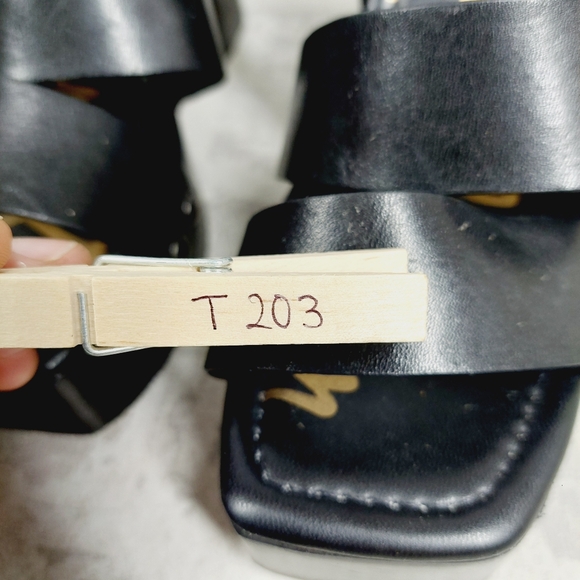 New Sam Edelman Rosalind Black Leather Platform Heeled Sandals T203 - Picture 11 of 11